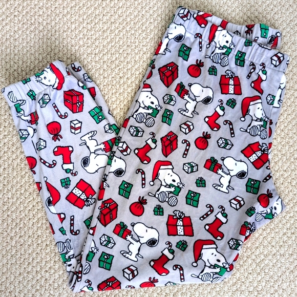 NEW Munki Munki SNOOPY Peanuts Christmas PJ Lounge Jogger Pants Velour Women XL - Picture 1 of 15
